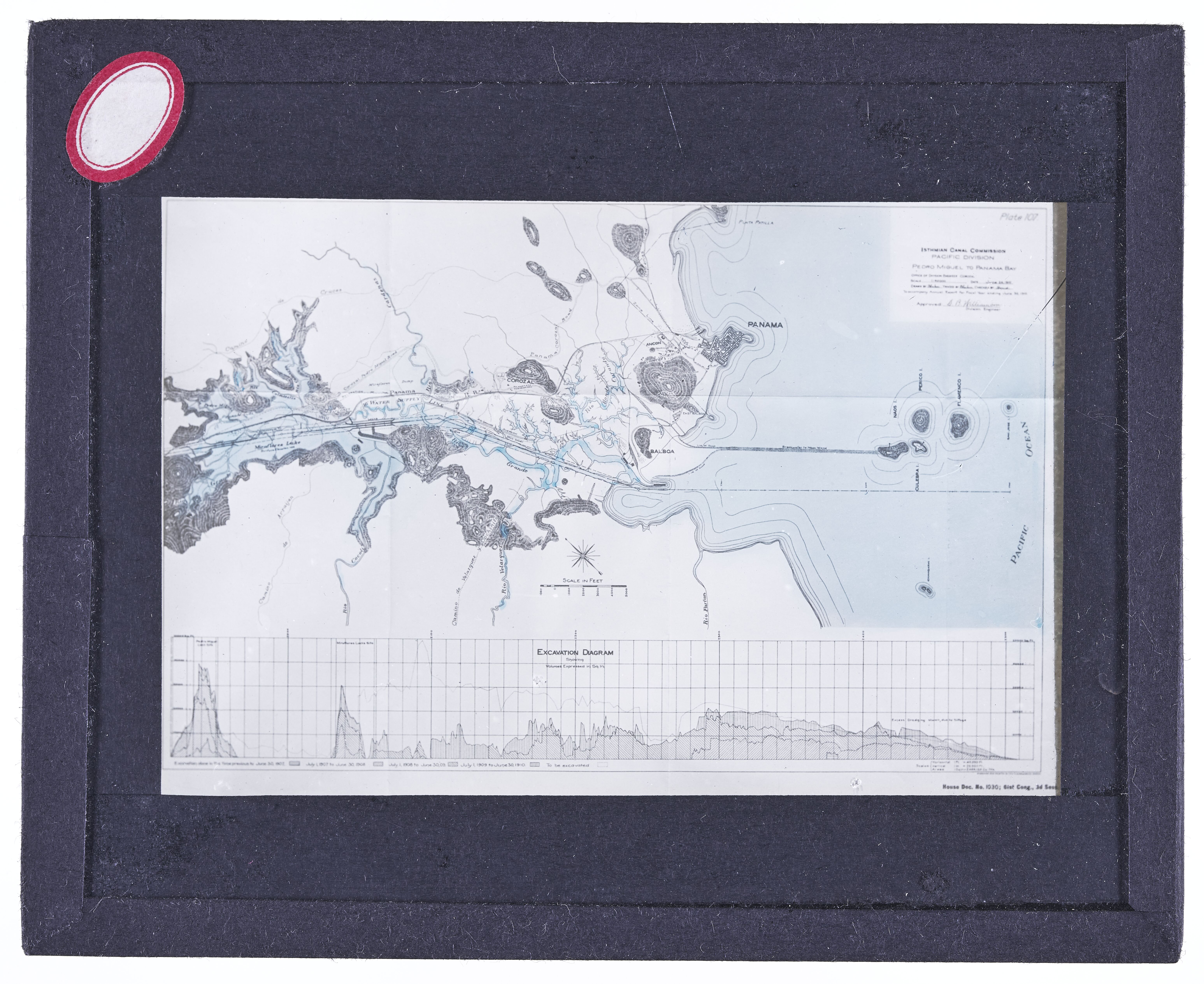 Isthmian Canal Commission, Pacific Division, Pedro Miguel to Panama Bay, (map of west end of canal, 