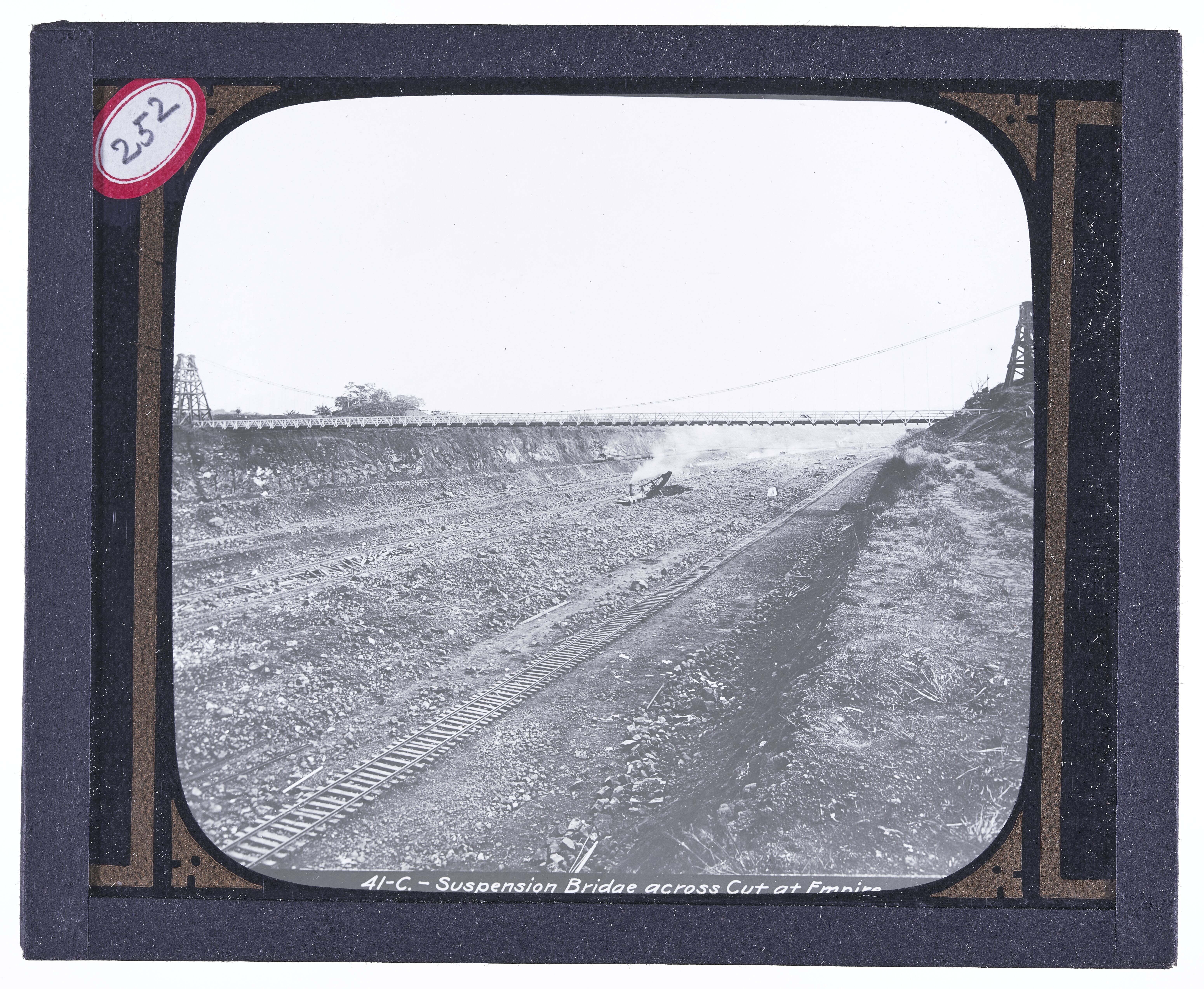 Suspension bridge across cut at Empire