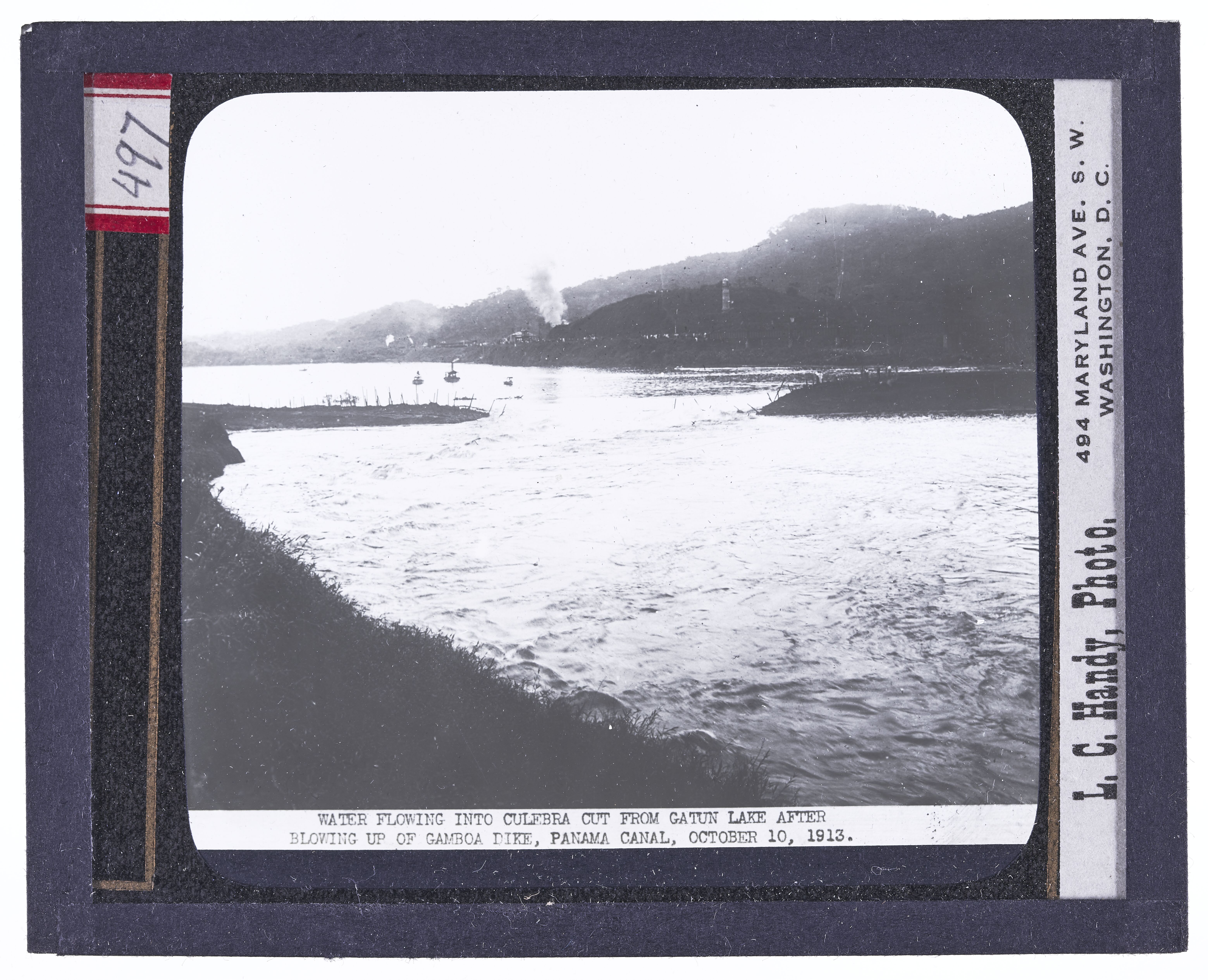 Water flowing into Culebra Cut from Gatun Lake